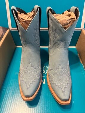 Lane Lexington Light Powder Blue Western Cowboy Ankle Boots Women’s 8.5